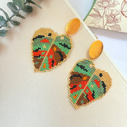Aretes Monstera Miyuki