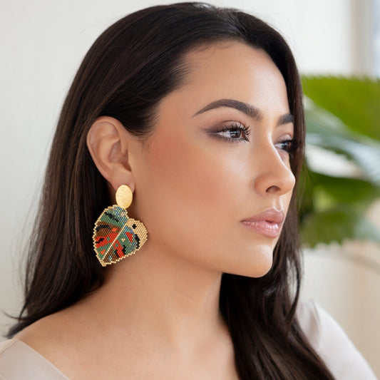 Aretes Monstera Miyuki